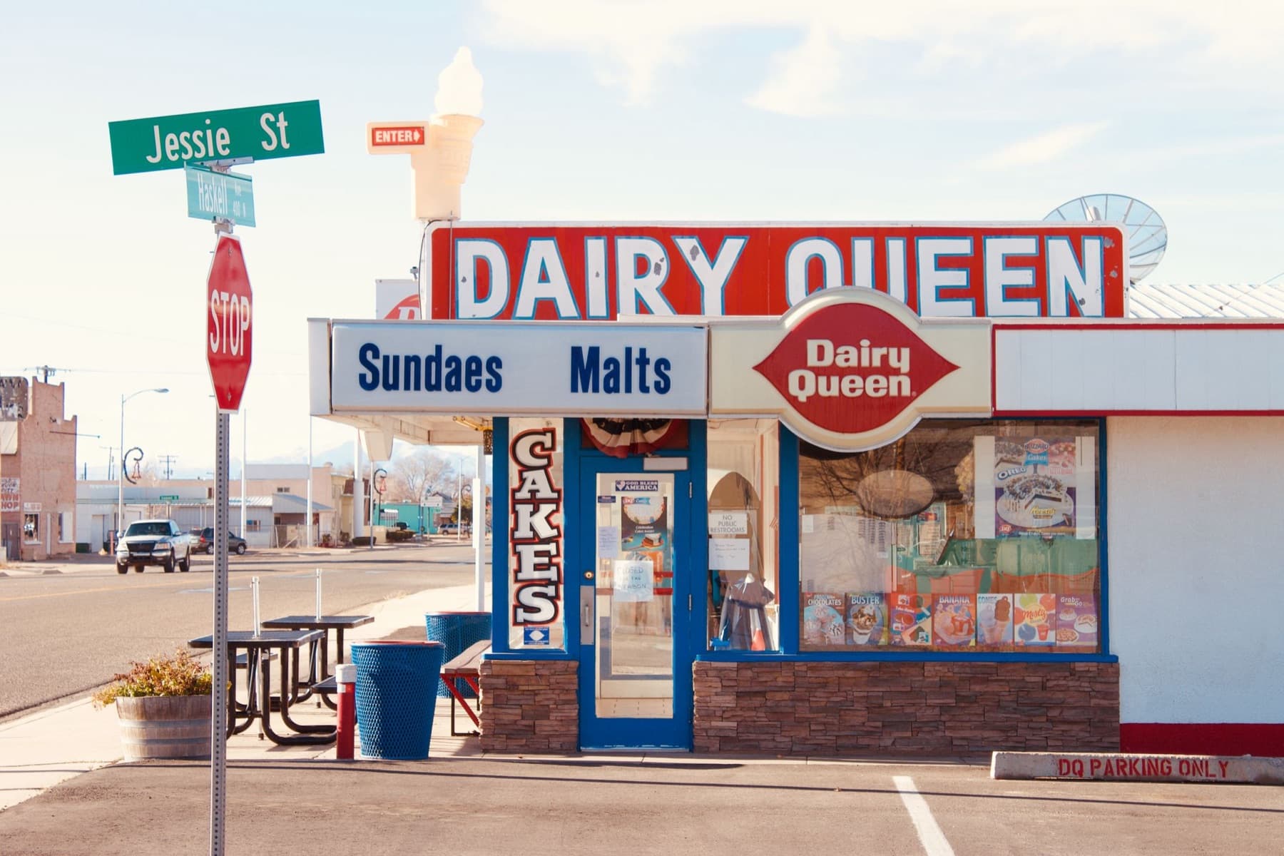 A vintage Dairy Queen on a small-town street corner